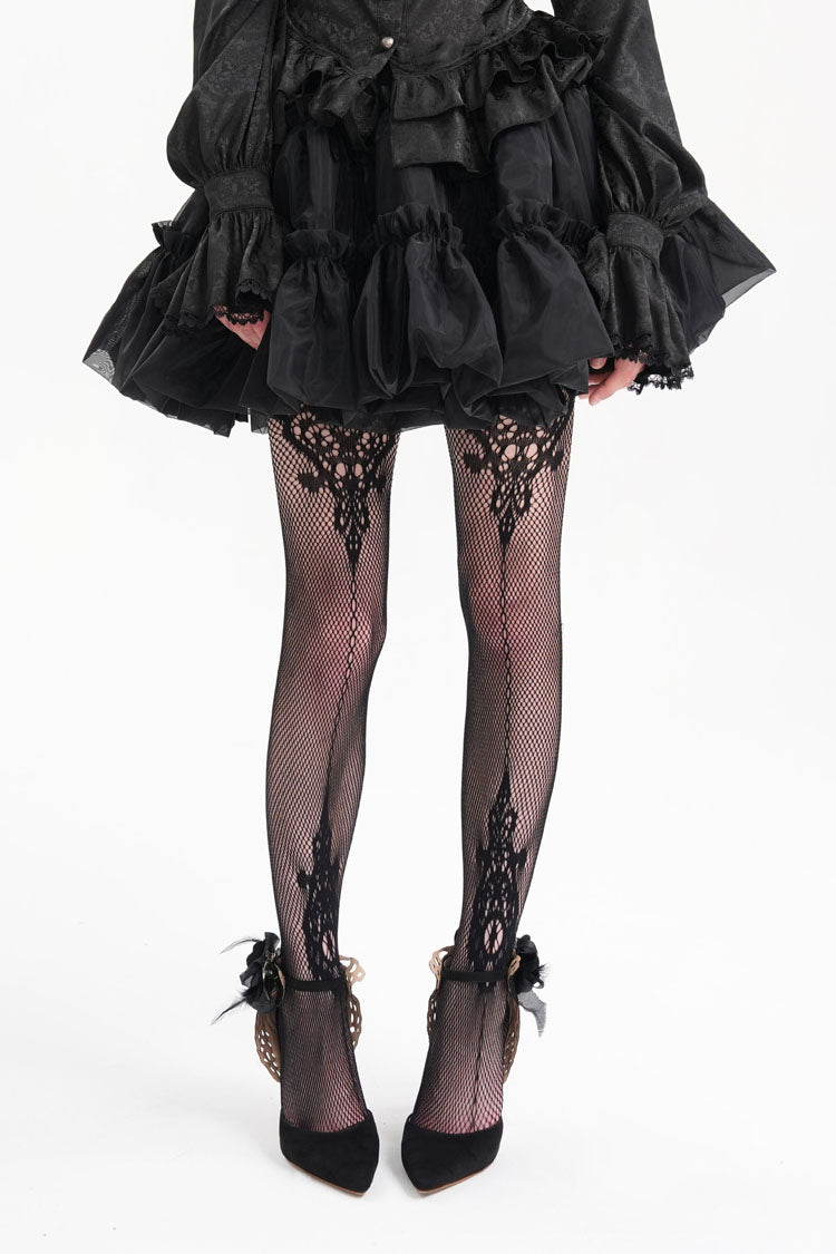 Black Bubble Ruffle Mesh Women's Gothic Skirt - Product - 8