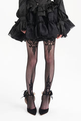 Black Bubble Ruffle Mesh Women's Gothic Skirt - Product - 8