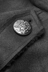 Black Long Sleeves Double-breasted Men's Gothic Military Long Coat - Product - 4
