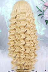 Blonde Wispy Bangs Long Ringlets Sweet Lolita Wig - Blonde - 1