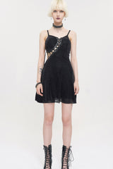 Black Punk Chest Cross Straps Sexy Suspenders Backless Women's Dress - Product - 7