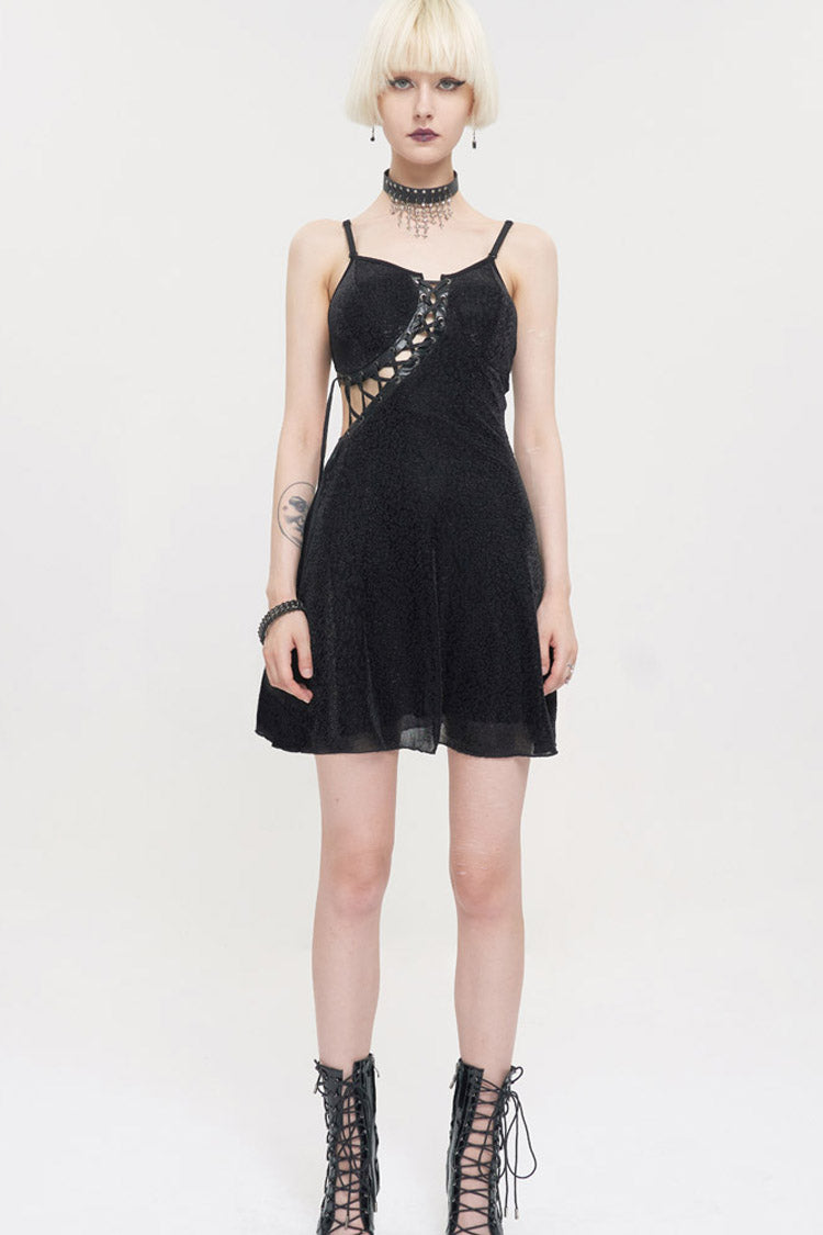 Black Punk Chest Cross Straps Sexy Suspenders Backless Women's Dress - Product - 7