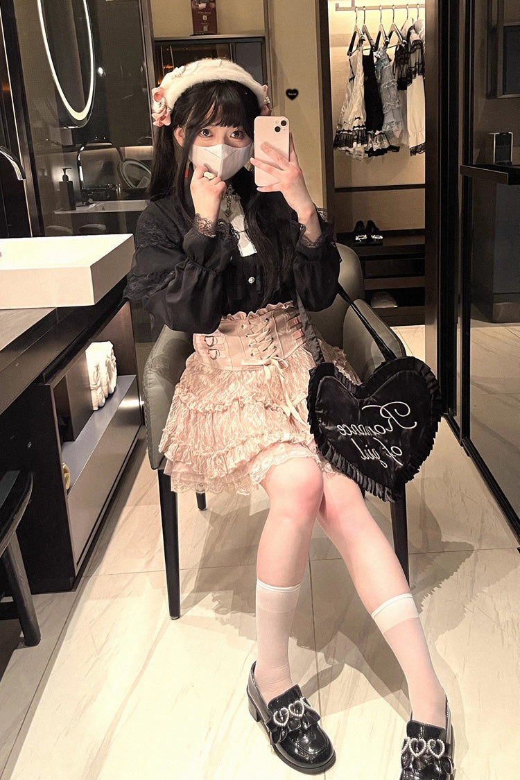 [Mist Veil] Long Sleeves Hollow Lace Jirai Kei Blouse 3 Colors - Product - 10