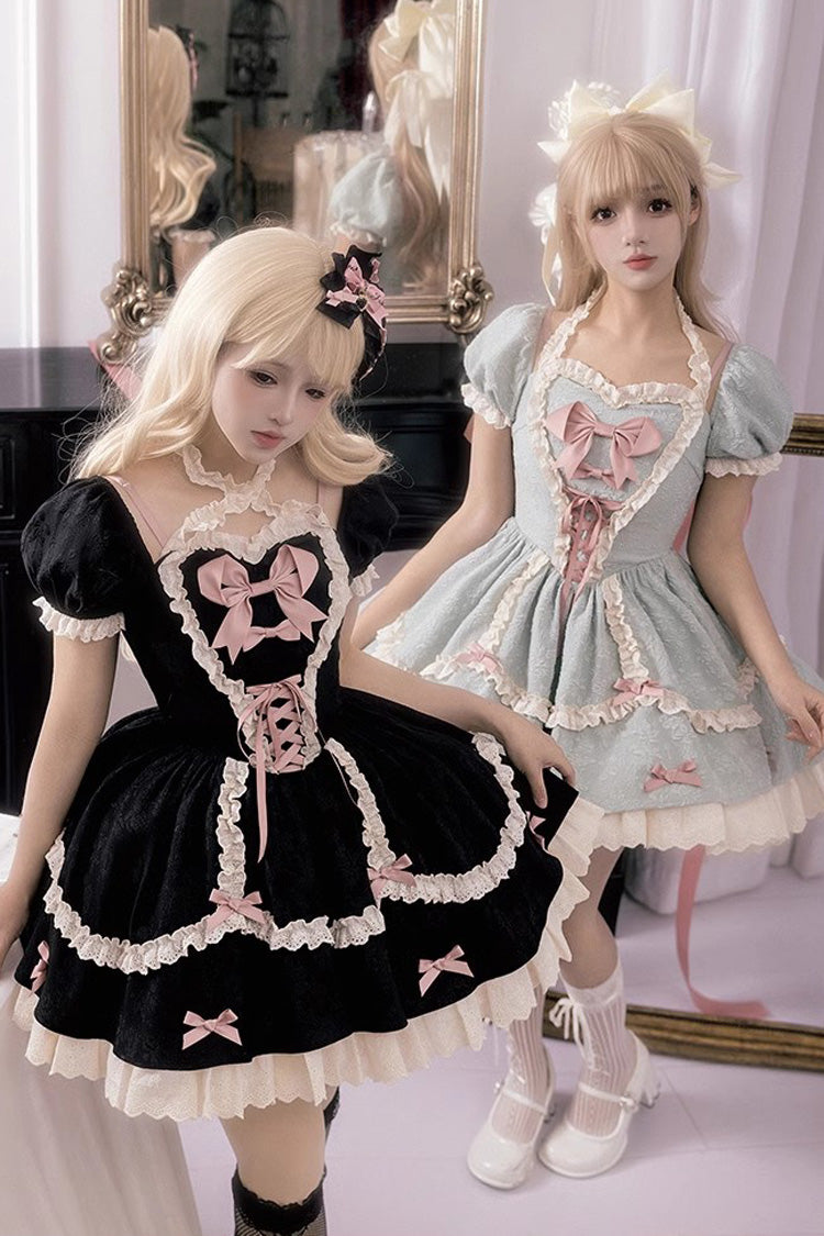 Heart-Beating Love Song Short Sleeves Ruffle Bowknot Lace-Up Sweet (Dress Only) detail view 7