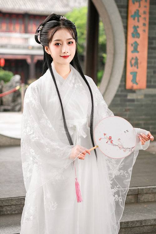 White Lady Chinese Style Fairy Sweet Hanfu Dress Full Set - Product - 5