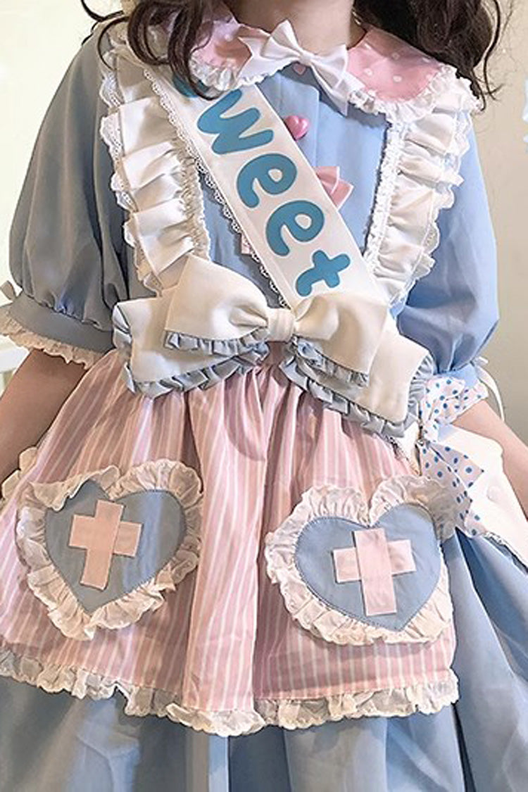 Blue Short Sleeves Love Redemption Print Ruffle Bowknot Lolita Dress - Product - 3