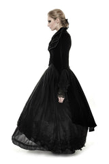 Black Layered Collar Back Large Wave Womens Gothic Victorian Dress Coat - Product - 3