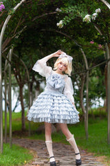 Multi-layer Plaid Print Ruffle Bowknot Sweet Lolita Tiered Dress 3 Colors - Product - 14