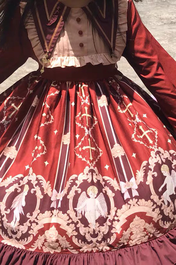 [Angel's Redemption] Long Sleeves Angel Print Ruffle Bowknot Sweet Lolita Dress 3 Colors - Product - 16