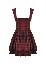 Red/Black Sleeveless Layered Plaid Ruched Women's Cake Dress Graduation Dress - Product - 12