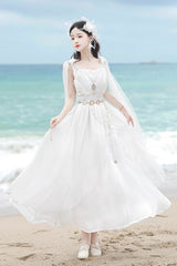 White [Messenger of God] Greek Style Sleeveless Ruffle Elegant Lolita Jsk Dress - White - 1