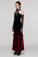 V Collar Off Shoulder Hollow Stitching Mesh Women's Gothic Dress 2 Colors - Product - 2