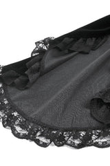 Black Long Puff Sleeves Multi-Layered Ruffled Lace Hem High Low Women's Gothic Coatlet - Product - 14
