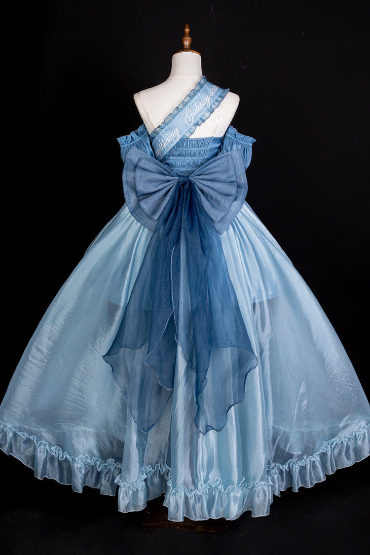 Blue [Mermaid Princess] Ruffle Hanayome Bowknot Sweet Elegant Lolita Jsk Dress Set - Product - 8