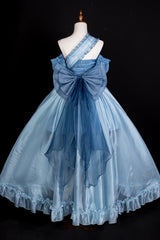 Blue [Mermaid Princess] Ruffle Hanayome Bowknot Sweet Elegant Lolita Jsk Dress Set - Product - 8