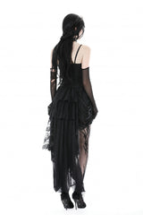 Black Ruffled Lace Splice Lace-Up Women's Gothic Overbust Corset - Product - 4
