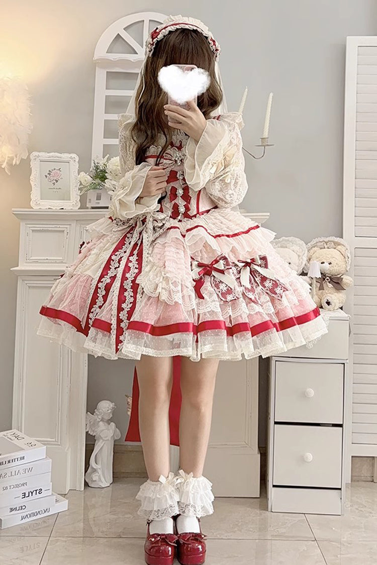 Pink [Moonstone] Sleeveless Ruffle Embroidery Bowknot Lace Fishbone Sweet Princess Lolita Dress - Product - 16