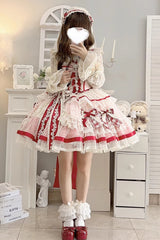 Pink [Moonstone] Sleeveless Ruffle Embroidery Bowknot Lace Fishbone Sweet Princess Lolita Dress - Product - 16