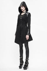 Black Hat Removable Slim Long Womens Gothic Coat - Product - 3