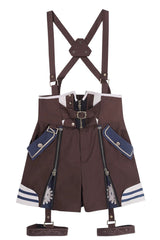 Brown [Inventor of Wonderful Equipment] Ouji Punk Cool Lolita Bib Shorts - Product - 2