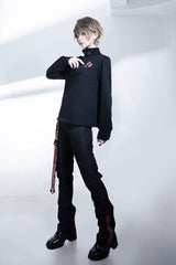 Black [Nameless Blade] Stand Collar Long Sleeves Gothic Prince Ouji Lolita Pants Set - Product - 13