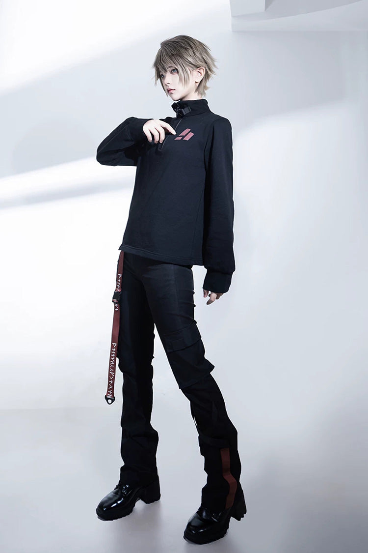 Black [Nameless Blade] Stand Collar Long Sleeves Gothic Prince Ouji Lolita Pants Set - Product - 13