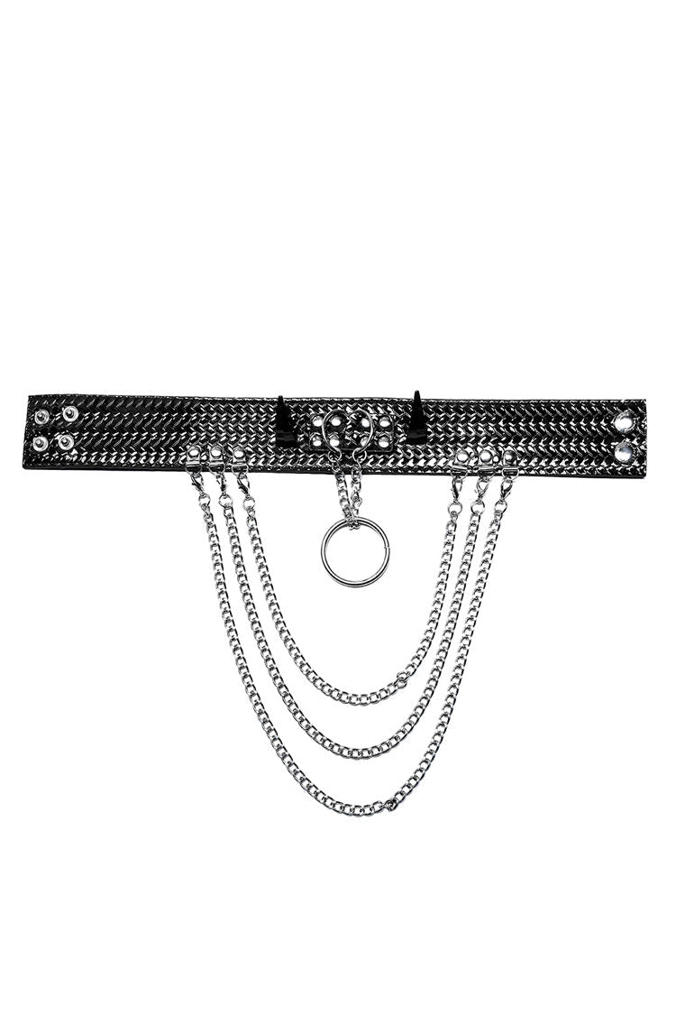 Snakeskin Faux Leather Metal Rivets Women's Steampunk Choker 2 Colors - Product - 5