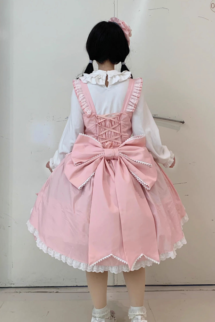 [Grisha] Sleeveless Triple-Layered Ruffle Cardigan Bowknot Lace Sweet Plus Size Lolita Jsk Dress 3 Colors - Product - 12