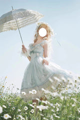 Light Green [Love Is Coming] Multi-layer Ruffle Embroidery Bowknot Sweet Princess Lolita Jsk Dress - Product - 2
