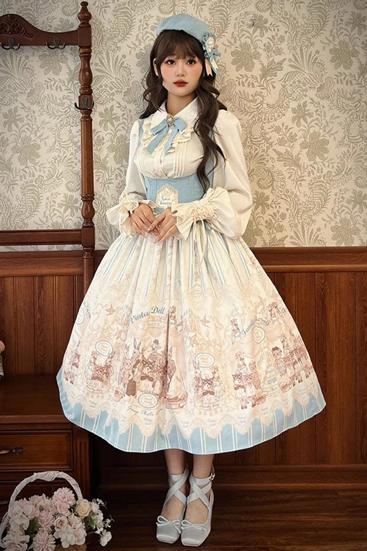 Doll's House Print Ruffle Embroidery Long Version Sweet Lolita Jsk Dress 2 Colors - Product - 9