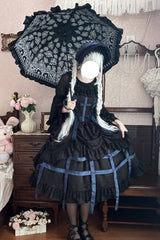 [Lilith’s Cage] Sleeveless Print Ruffle Bowknot Lace-Up Gothic Elegant Lolita Jsk Dress 2 Colors - Product - 2