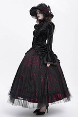 Black Stand Collar Long Trumpet Sleeves Ruffle Swallow-tailed Women's Gothic Blouse - Product - 5