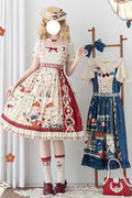 Rote Teeparty mit kurzen Ärmeln, Aufdruck, Rüschen, Schleife, Spitze, süß, elegant (Kleid einzeln), Vorderansicht