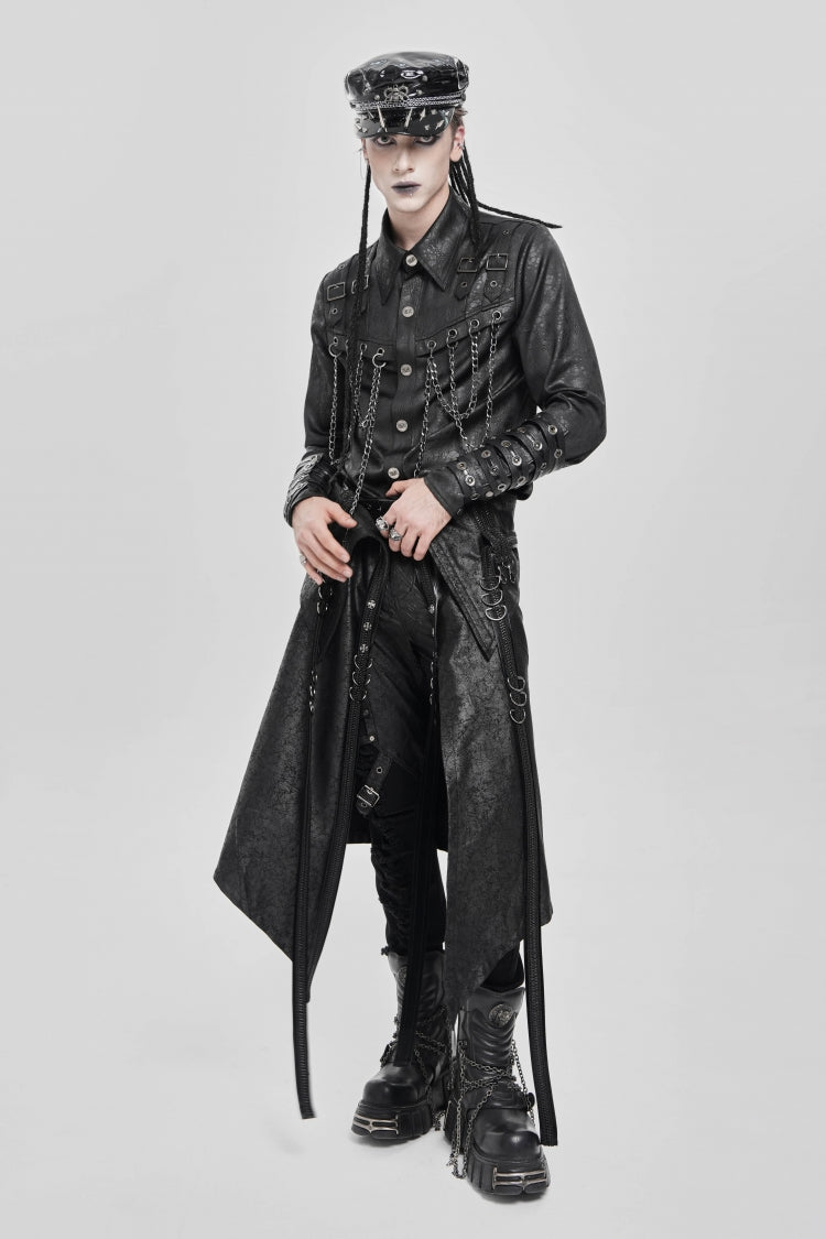 Black D-ring Buckle Zipper Men's Punk Skirt - Product - 8