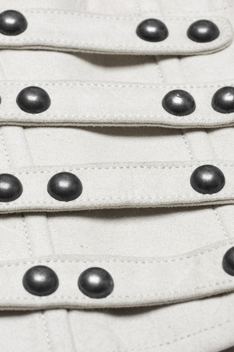 White Multi-buckle Strap Underbust Women's Punk Corset - Product - 5