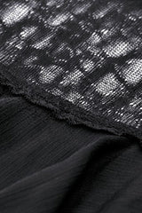 Black Stand Collar Ruffled Short Sleeves Lace Spliced Women's Gothic Blouse - Product - 18