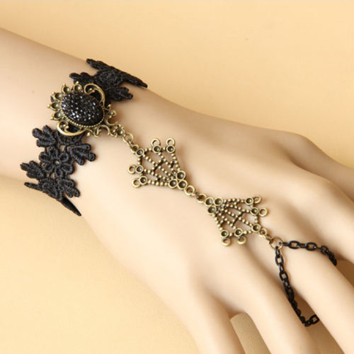 Black Romantic Retro Lace Gothic Lolita Bracelet - Product - 5