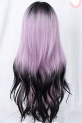 Black/Purple Ombre Blunt Bangs with Curls Sweet Lolita Wig - Product - 3