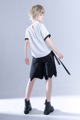 White Hollow V Collar Spooky Shadow Embroidered Ouji Lolita Short Sleeves - Product - 4