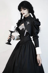 Black [Demon’s Eye] Sleeveless Ruffled Bow Gothic Lolita Dress Long Version - Product - 2