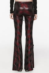 Low Waisted Thorns Print Lace-Up Women's Steampunk Flared Pants 2 Colors - Product - 11