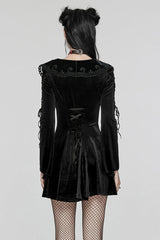 Black Doll Collar Long Sleeves Gradient Embroidery Women's Gothic Prom Dress - Product - 3