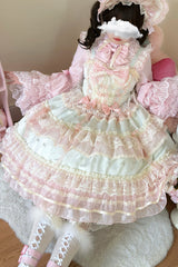 Green [Star Love Song] Ruffle Hanayome Bowknot Lace Sweet Lolita Jsk Dress - Product - 4