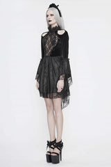 Black Chest Embroidered Beaded Off Shoulder Womens Gothic Dress - Product - 2