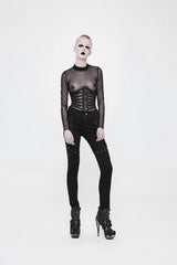 Black Lace-Up Slim Buckled Women's Punk Cool Girdle - Product - 5