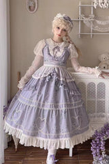 Psalm Rose Doll Collar Print Ruffle Sweet Lolita Jsk Dress 2 Colors - Product - 3