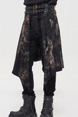 Bronze Gothic Belt Design Chain Decoration Corduroy Tie-Dye Men's Skirt - Product - 5