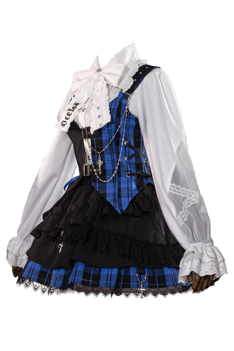 Subculture Plaid Print Ruffle Princess Lolita Skirt Set 2 Colors - Product - 6