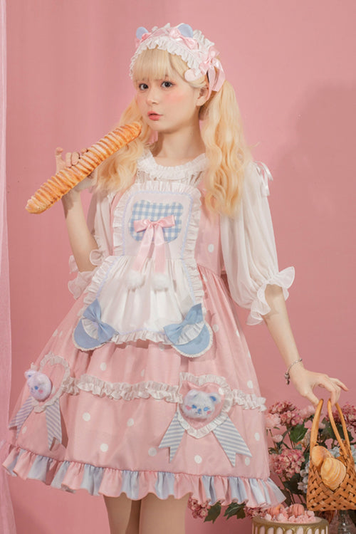 Pink Jenny Bear Diaries Polka Dot Print Sweet Lolita JSK Dress - Product - 4