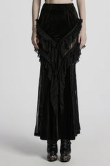 Black Ruffle Stitching Lace Women's Gothic Fishtail Skirt - Black - 1